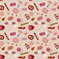 Meat products food butcher store pattern vector flat background