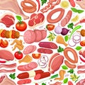 Meat products seamless pattern Royalty Free Stock Photo