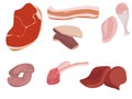 Meat products set, various options of meat steaks