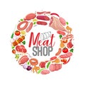 Meat products frame Royalty Free Stock Photo