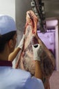 Meat quality control in butchery.