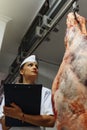 Meat quality control in butchery.