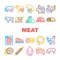 Meat Raw Food Domestic Animal Icons Set Vector Royalty Free Stock Photo