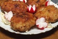 Meat rissoles with garden radish