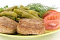 Meat rissoles and vegetables Royalty Free Stock Photo