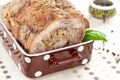 Meat roll with basil leaves Royalty Free Stock Photo