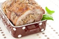 Meat roll with basil leaves Royalty Free Stock Photo