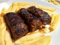 Grilled Meat Rolls. Mici, mititei la gratar Royalty Free Stock Photo