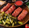 Meat rolls mititei or mici traditional romanian food Royalty Free Stock Photo