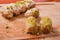 Meat rolls with pistacchio