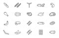 Meat sausage chicken vector line icon. Bacon ham protein steak pork beef food illustration outline grill roast meat