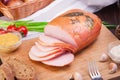 Meat and sausages Set of fresh and prepared meat. Beef, pork, salted lard and bologna and salami sausages Royalty Free Stock Photo