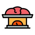 Meat on scales icon color outline vector