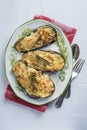 Meat and seafood stuffed eggplant Royalty Free Stock Photo