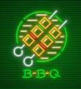 Meat shashlik barbecue neon icon vector illustration.