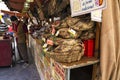 Meat shop sell beef, pork, deer, goat, bull in Huesca, Aragon, spain