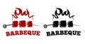 meat skewer barbeque with fire logo