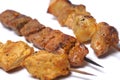 meat skewers isolated on a white background . Royalty Free Stock Photo