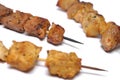 meat skewers isolated on a white background Royalty Free Stock Photo