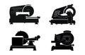 meat slicer vector silhouette set, meat slicer glyph icon vector set. meat slicer sign set