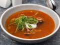 Meat Solyanka. Traditional Russian soup with several types of meat Royalty Free Stock Photo