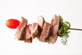 Meat on the spit on white Royalty Free Stock Photo
