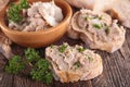Meat spread and bread Royalty Free Stock Photo