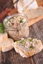 Meat spread and bread Royalty Free Stock Photo