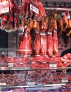 Meat stall La boqueria market barcelona Royalty Free Stock Photo