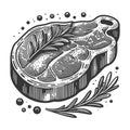 Meat steak sketch vector Royalty Free Stock Photo