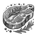 Meat steak sketch raster Royalty Free Stock Photo