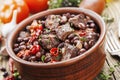 Meat stew with red beans and chili Royalty Free Stock Photo