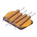 Meat stick icon isometric vector. Azerbaijan food