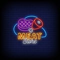 Meat Store Logo Neon Signs Style Text Vector Royalty Free Stock Photo