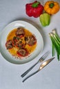 Meat stuffed with vegetables Azerbaijani recipe