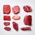 Meat tenderloin collage on a white background. Generative AI technology