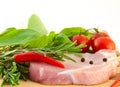 Meat, tomatoes, a basil and pepper Royalty Free Stock Photo
