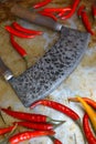 Meat tools, Metal handmade props on a textured background, Kitchen untensils