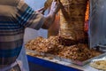 Meat trompo for tacos al pastor. Mexican street food. Royalty Free Stock Photo
