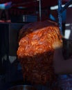 Meat trompo for tacos al pastor. Mexican street food. Royalty Free Stock Photo