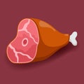 Meat vector - gammon. Fresh meat icon flat