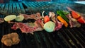 Meat and vegetables char-grilled Royalty Free Stock Photo