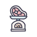 meat weighing color vector doodle simple icon