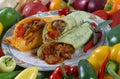 Meat wraps and vegetables