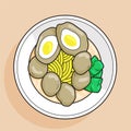 Meatball with egg illustration vector
