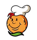 Meatball cartoon with chef hat. Mascot