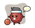 Meatball cartoon is playing basketball