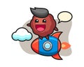 Meatball cartoon riding a rocket