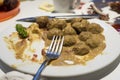 Meatball and fork Royalty Free Stock Photo