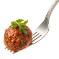Meatball on a fork isolated on transparent background Royalty Free Stock Photo